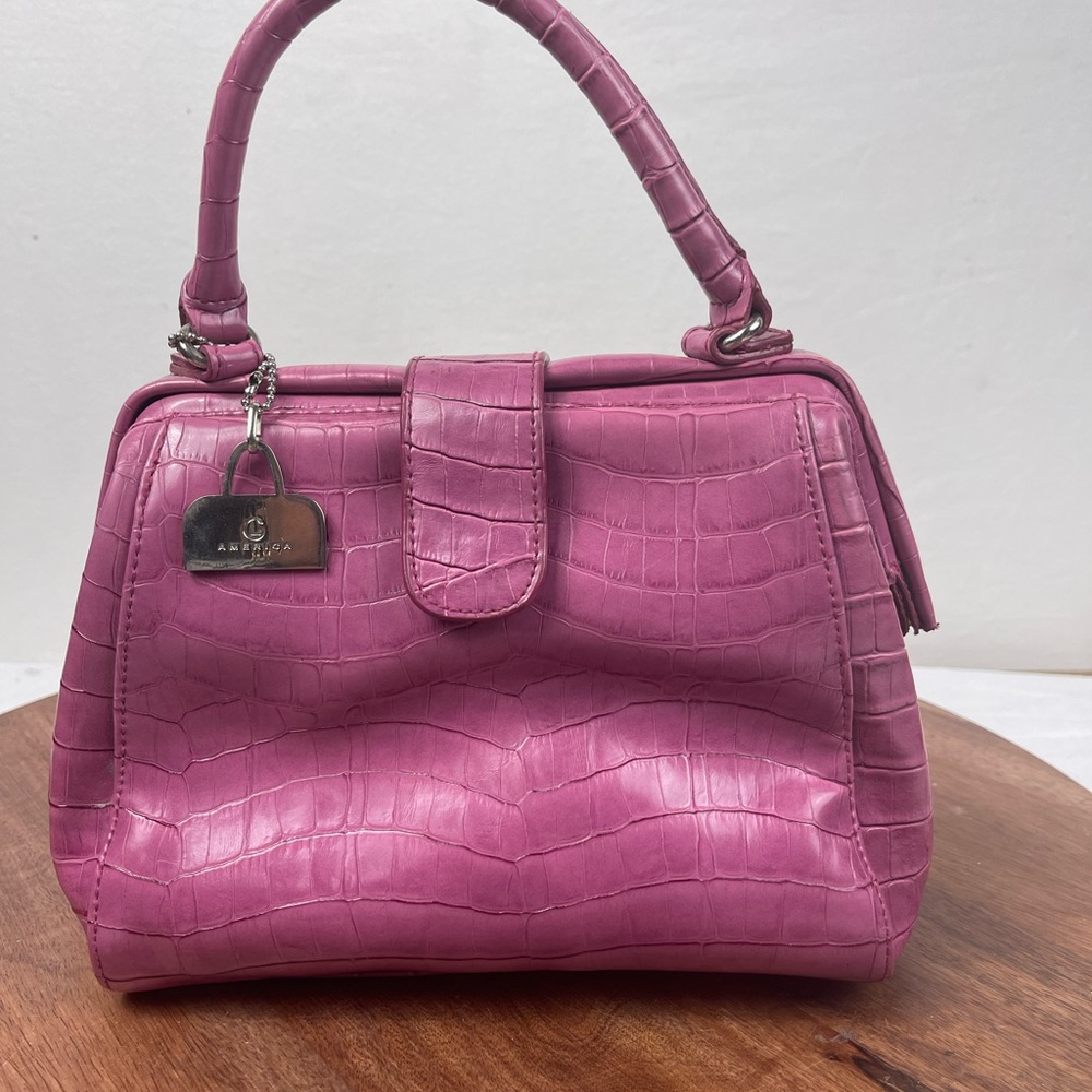 CL America.Pink Handbag with Croc Texture